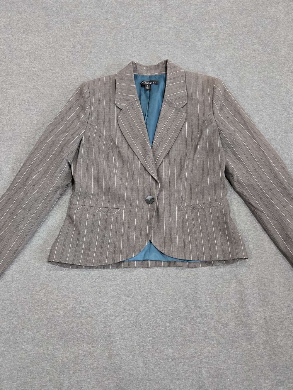 Sharagano Atelier Blazer Womens Size 8 Brownish Gray Pinstriped Business Office